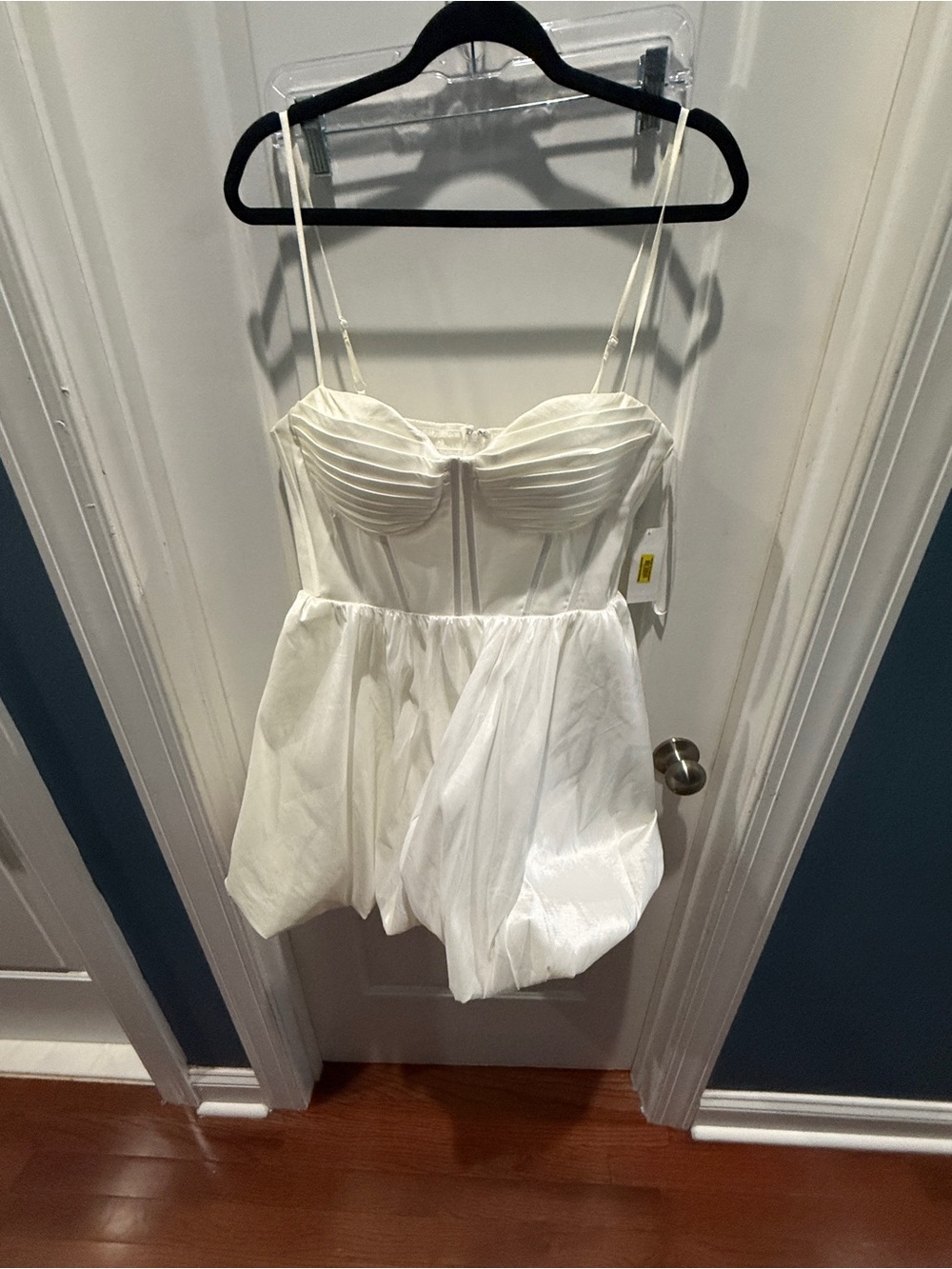 Dillards Strapless White Mini Dress with Pleated Bust
